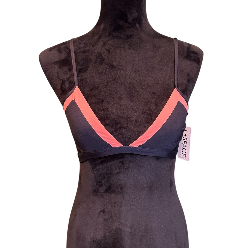L*Space Black and Pink Triangle Bikini top pull over